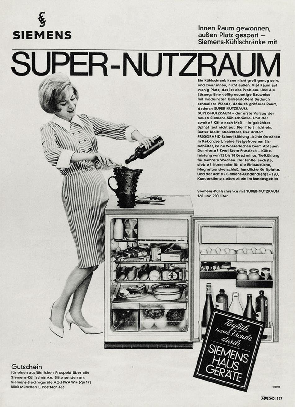 1965: Refrigerators are filled to overflowing